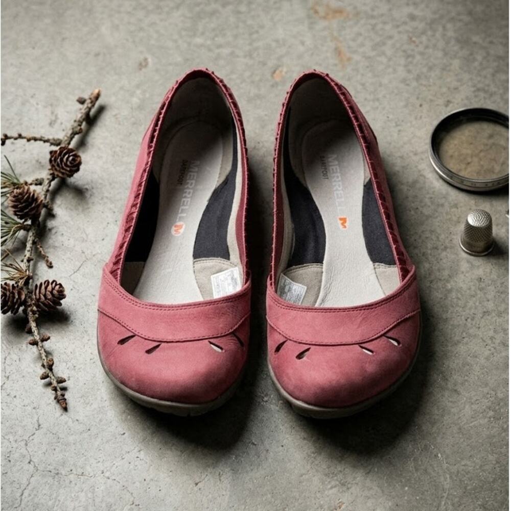 Merrell Barefoot Blushing Womens Leather Slip On Flats Pink Size 7 Zero Drop